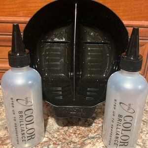 HAIR COLORING BUNDLE: 2 APPLICATOR BOTTLES, COLOR TRAK DOUBLE COLOR BOWL & BRUSH
